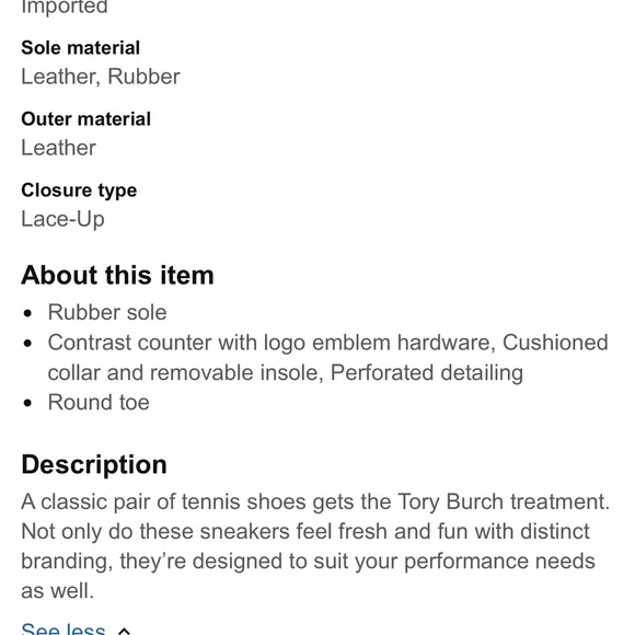 Tory Burch Classic Howell Court White Leather Tennis Shoes Size 8 - Picture 7 of 12